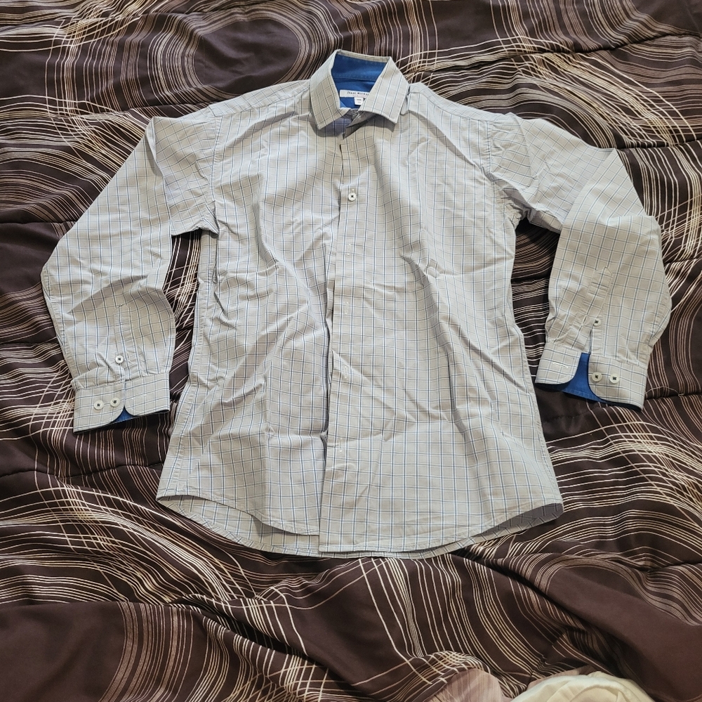 Isaac Mizrahi Blue and White Dress Shirt